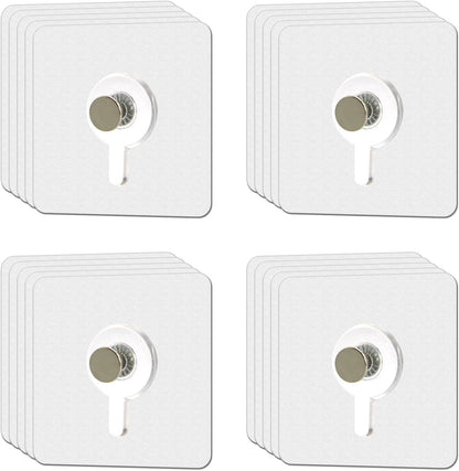 20 Pcs Heavy Duty Adhesive Picture Hooks – 33 lbs Load No-Nail Wall Hangers, Waterproof Transparent Sticky Hooks for Frame, Mirror, Bathroom, Kitchen, Home Decor (2.2 x 2.2 inch)