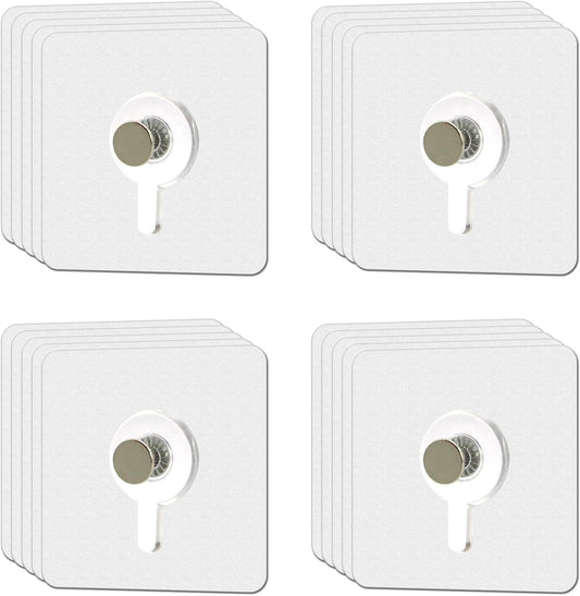 20 Pcs Heavy Duty Adhesive Picture Hooks – 33 lbs Load No-Nail Wall Hangers, Waterproof Transparent Sticky Hooks for Frame, Mirror, Bathroom, Kitchen, Home Decor (2.2 x 2.2 inch)