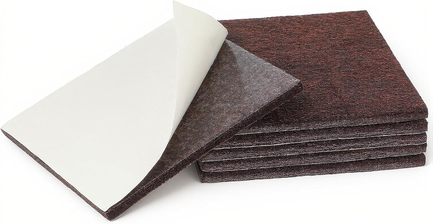 6Pcs Square Felt Furniture Pads 4" x 4" Self Adhesive Square Furniture Felt Pad Cuttable Anti Scratch Furnitures Pads Floor Protectors Furnitures Sliders for Hardwoods Cabinet Laminated Floors