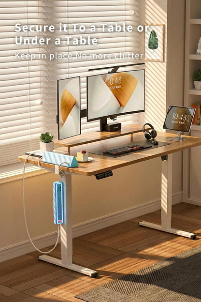 Desk Clamp Power Strip with Nightlight, 40W Fast Charging, 10FT Extension Cord, 4x20W USB-C & 2 USB Ports, 5 AC Outlets, Fits 1.69-Inch Table Edges