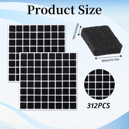 128Pcs 3/4" Felt Furniture Pads Square Black Felt Pads for Chair Legs Square Pad 3/4 inch Self Adhesive Floor Protector Pad for Hardwood Floors, Anti Scratch, Furniture Feet