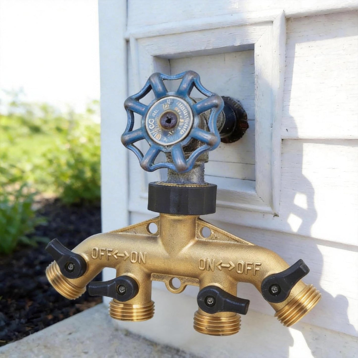 ‌VANCOCO 2 Way Garden Hose Splitter, 3/4" Heavy Duty Solid Brass Hose Y Splitter With 2 Shut-off for Outdoor Faucet & Garden Hose