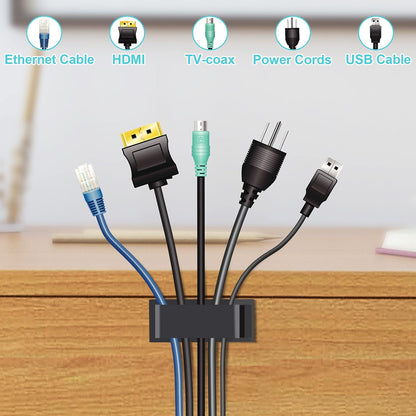 100 PCS Adhesive Cable Clips White (Small & Large), Upgraded Wall Wire Holder for Cord Organizer Cable Management, Outdoor Light Clips Hooks for LED, Car Dash Cam, HDMI, Extension Cord