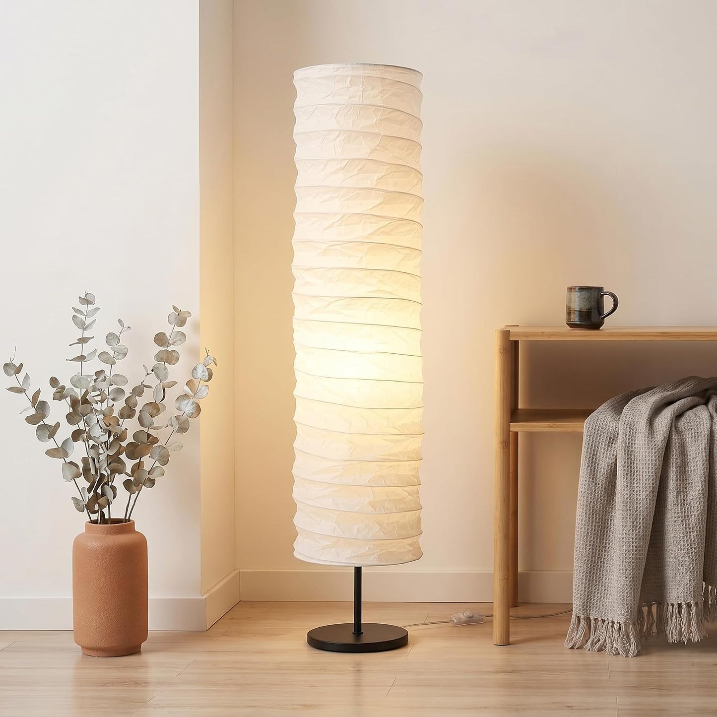 TOYANDONA Lamp Shade: Standing Paper Floor Lamp Shades Hanging Rice Paper Lampshade Replacement Foldable, Floor Light Cover Making Light Soft Ambient for Home, Bedroom Lighting Accessory (Minimalist)