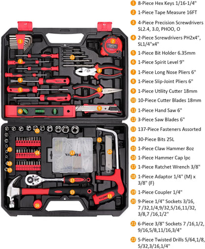 KingTool 325 Piece Home Repair Tool Kit, General Home/Auto Repair Tool Set, Toolbox Storage Case with Drawer, General Household Tool Kit - Perfect for Homeowner, Diyer, Handyman