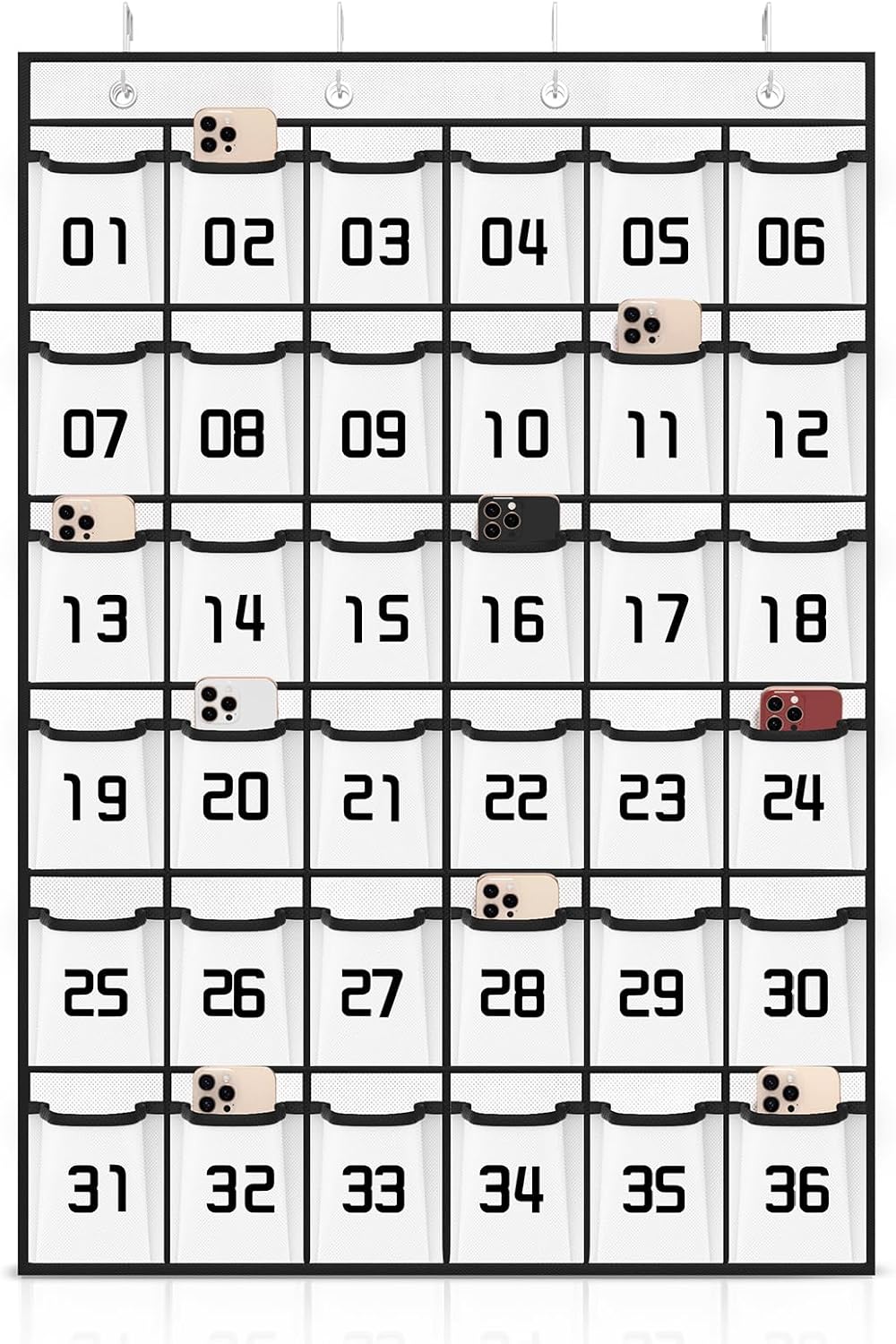 Loghot 36 Numbered Pockets Classroom Pocket Chart for Cell Phone Holder | Wall Door Hanging Pocket Organizer for Phone Calculator Holder, Phone Pouch for School Classroom & Office Phone Management