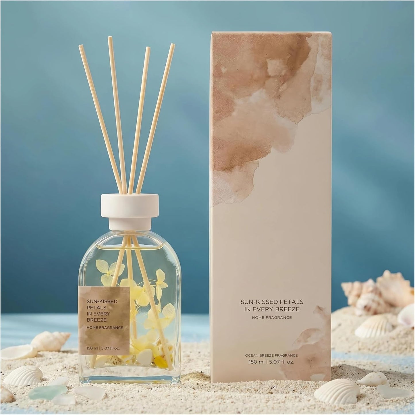 Sea Salt & Sage Reed Diffuser Set, Home Fragrance with Natural Reed Sticks, 5.07 oz, ktyixu, Long-Lasting Aromatherapy Air Freshener for Bathroom, Living Room, Office, Home Decor & Gifting