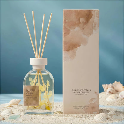 Sea Salt & Sage Reed Diffuser Set, Home Fragrance with Natural Reed Sticks, 5.07 oz, ktyixu, Long-Lasting Aromatherapy Air Freshener for Bathroom, Living Room, Office, Home Decor & Gifting