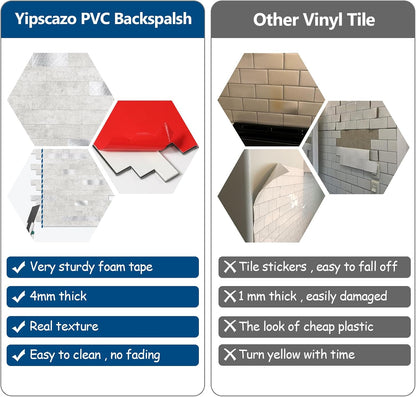 Yipscazo 2026 New Upgrade 11.34" X 11.57" Peel and Stick Backsplash, Stick on Backsplash Tiles for Kitchen, Bathroom, Fireplace (10 Sheets, Beige Rocks + Rose Gold)