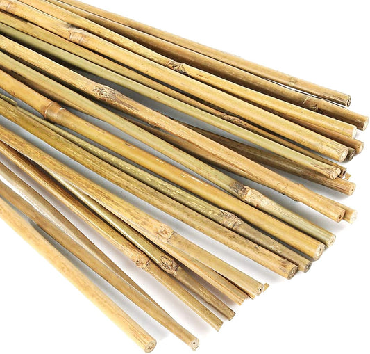 Yowlieu 20 Pcs Natural Bamboo Stakes + 1 Roll Garden Ties, 18 Inches Bamboo Sticks Gardening Plant Support Stakes for Indoor Plants, Tomato, Potted Plants