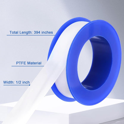 POCKET PANDA 5 Rolls Teflon Tape 1/2Inch, Plumbers Tape, Plumbing Tape, Sealant Tape, PTFE Tape, Sealing Tape for Shower Head Water Pipe, 1/2" x394" White, Misting Parts & Accessories
