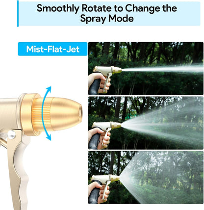 Garden Hose Nozzle, Heavy Duty Metal Spray Nozzle | Upgraded, High Pressure, Adjustable Spray Patterns, For Watering Plants, Car Washing, Pet Showering