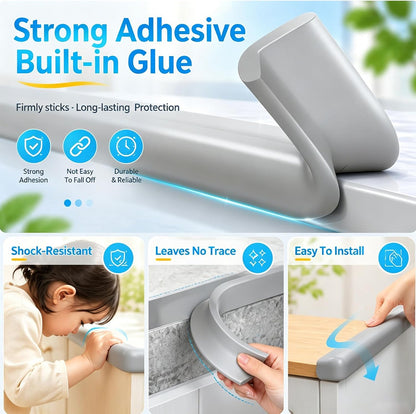 ZOMPAGO Baby Edge Protector Roll (6.56FT) & 8 Corner Guards - White Foam Furniture Corner Protectors - Baby Proof Corners and Edges for Table, Wall, Bed Frame - Baby Proofing Safety Bumpers