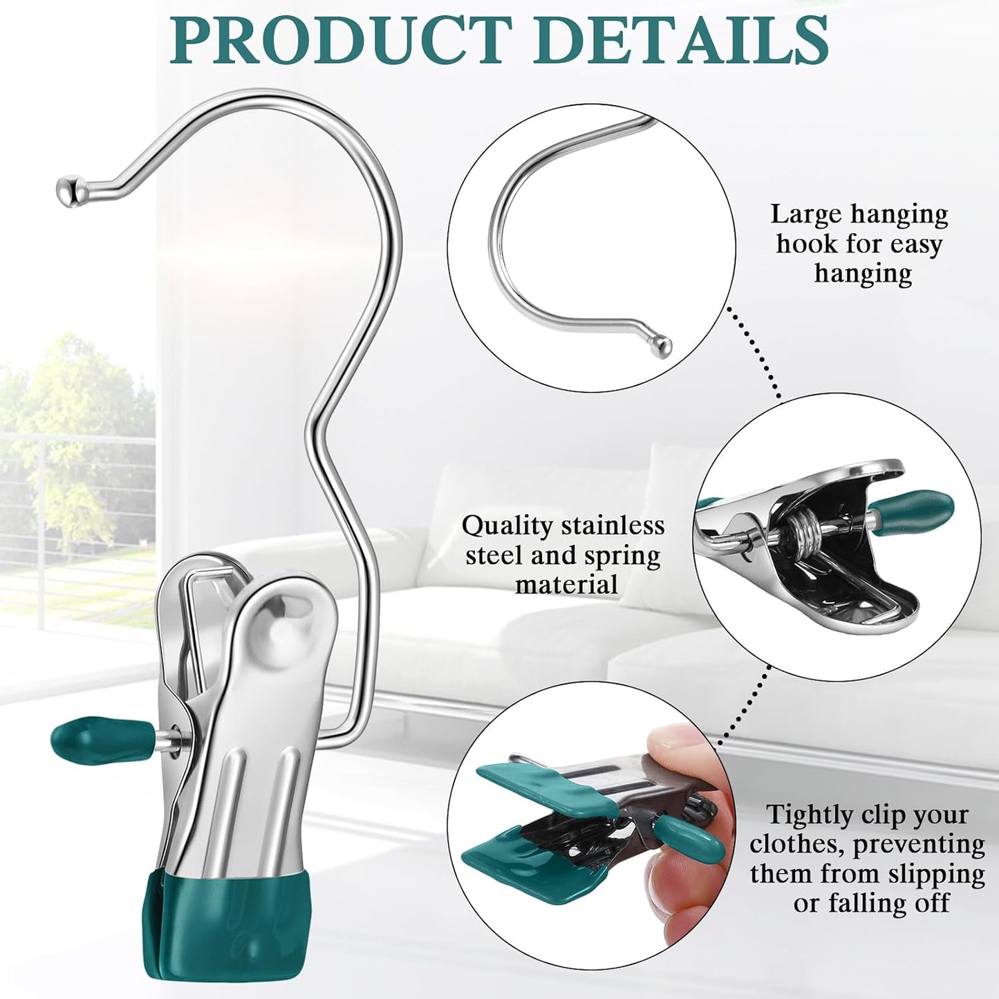 Yinder 150 Pcs Boot Hangers Clips Laundry Hooks Hanging Stainless Steel Clothes Pins Portable Clip Hangers for Closet Travel Socks Pants Handbags Hats Towels (Beige)