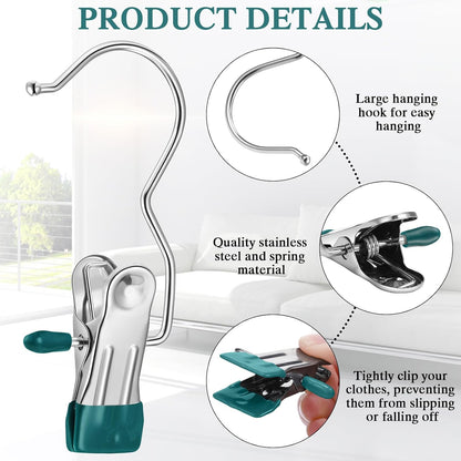 Yinder 150 Pcs Boot Hangers Clips Laundry Hooks Hanging Stainless Steel Clothes Pins Portable Clip Hangers for Closet Travel Socks Pants Handbags Hats Towels (Beige)