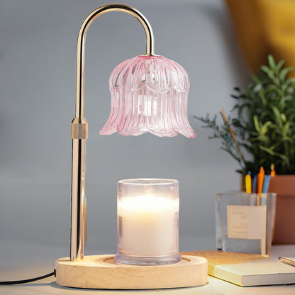 CRMILL Candle Warmer Lamp with Timer: Adjustable Dimmable Height Adjustable Warming - Flower Shape Wax Lamp Jar Candles No Flame Modern Home Decor Table Lights - Home Living Bedroom