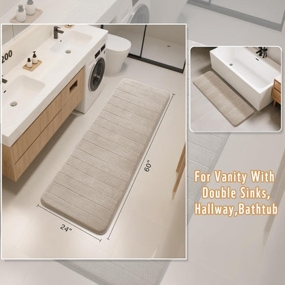 Yimobra Memory Foam Bath Mat, Super Soft Absorbent Bathroom Rug Non Slip, Quick Dry, Machine Washable Floor Carpet for Tub Shower, Home Decor Accessories, 24x17, Grey