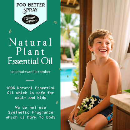 Clean-n-Fresh Toilet Spray, 6.8 Fl.oz Poo Spray | Up to 400+ Uses, 100% Natural Plant Essential Oil Citrus Scent, Bathroom Deodorizer