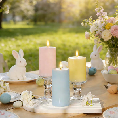 White Flameless Pillar Candles, Battery Operated Wax Candles with Remote, Flat Top Flickering Flameless Candles, LED Candle for Home, Wedding, Party Decor, Set of 3, Φ 3" H 4" 5" 6"