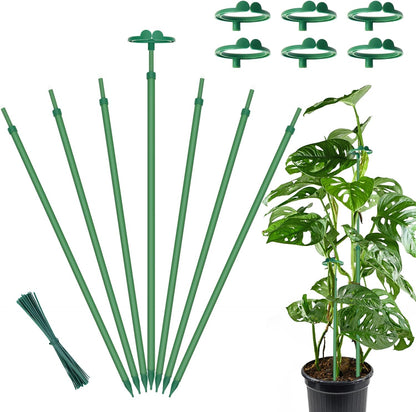 Extendable Plant Stakes,Adjustable Length from 17.9IN to 42.3IN Monstera Support Stakes with Clips,Sturdy Plant Stakes for Indoor Outdoor,Garden Sticks for Tomato,Orchid,Climbing Plants- 3Pack