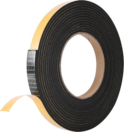 Kikerike Self Adhesive Foam Tape Weatherstrip 1/2In x 1/4In x 16.5Ft High Density Foam Insulation Strips Seal Weather Stripping with Strong Adhesive for Door and Window Sound Isolation Soundproofing