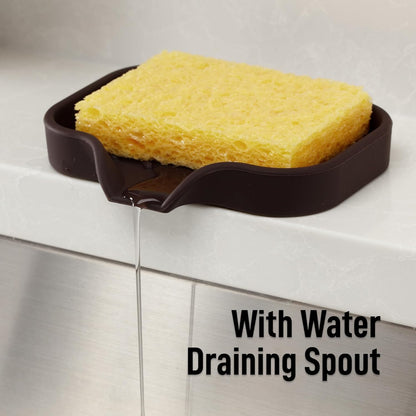 Zulay Kitchen (9x3.5in) Sponge Holder for Kitchen Sink - Flexible Heavy-Duty Multipurpose Sink Caddy - Counter Organizer for Kitchen, Bathroom, Makeup, Trinkets & More! (Grey)