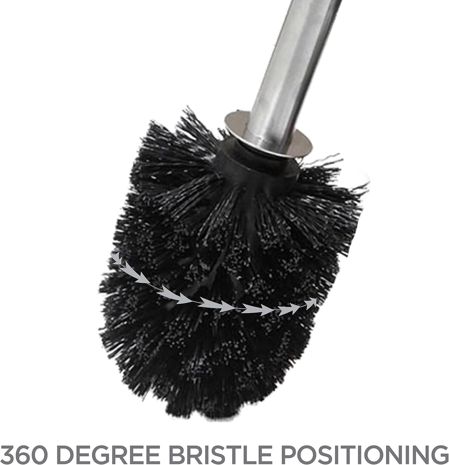 Bath Bliss Toilet Brush and Holder | Self Closing Lid | 360 Degree Brush Head | Bathroom Cleaning | Compact Size | Storage and Organization | Stainless Steel