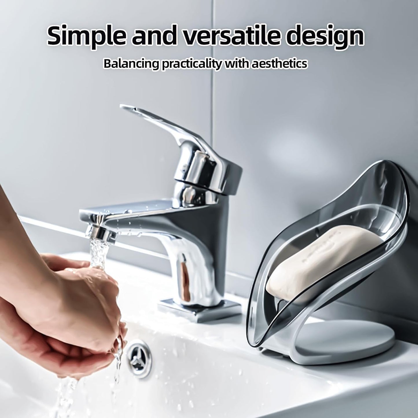 Leaf-Shaped Soap Dish – Premium Soap Bar Holder with Self-Drainage System – Bar Soap Holder for Shower, Bathroom Sink, Kitchen – Waterfall Soap Dish with Stand