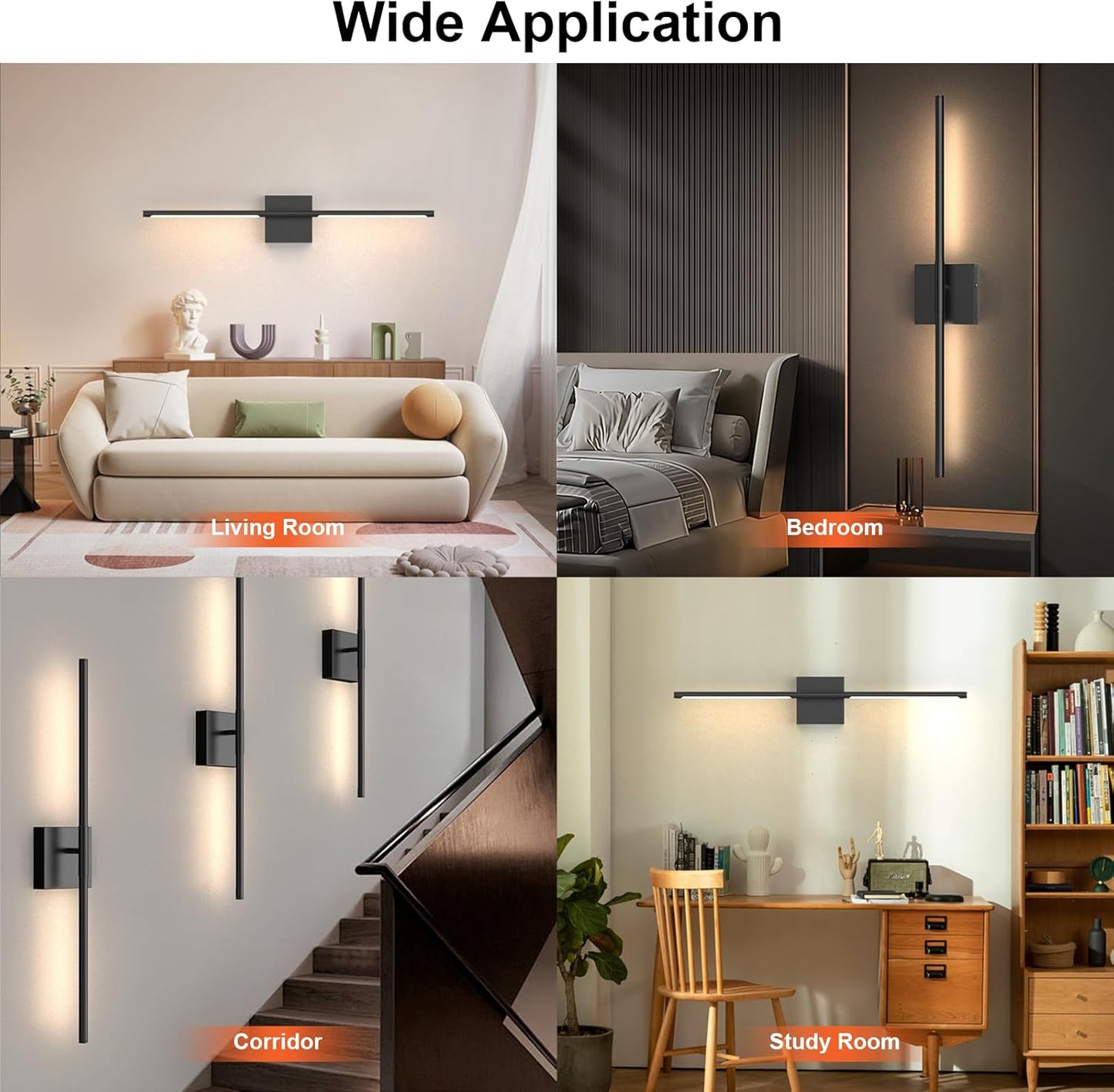 Tartek Battery Operated Wall Sconces Set of Two, Rechargeable Wall Lights with Remote Control, Dimmable 3000K-6000K LED Wall Lamp, 360°Rotate, Long Wireless Sconces for Living Room, Bedroom