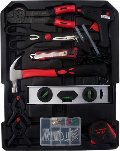 148 Pieces Tool Set,House Repairing Hand Tool Kits,Portable Complete Basic Repair General Hand Tool Sets for Men Women,Home Basic Repair Tool Kit,with Storage Case,for DIY Home Maintenance (Red)