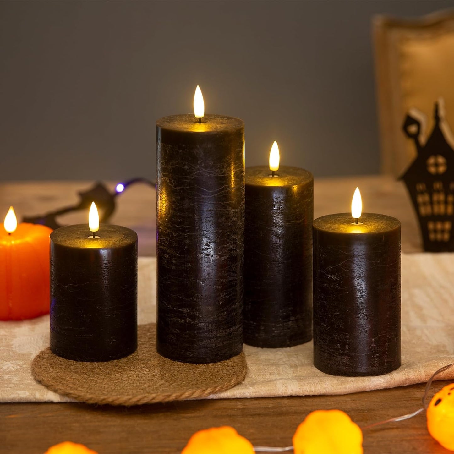 LUSHARBOR Flameless Candles, 4 Pack Battery Operated Candles with Remote, Real Wax LED Fake Candles with Timer Flickering for Christmas Wedding Home Party D3 H 5" 6" 7" 9" White