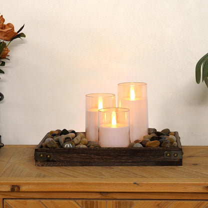 Homemory Realistic Flickering Battery Operated Candles, LED Fake Electric Candle with Remote Control and Timer, Flameless Candles for Home, Christmas Decoration, White, Set of 3