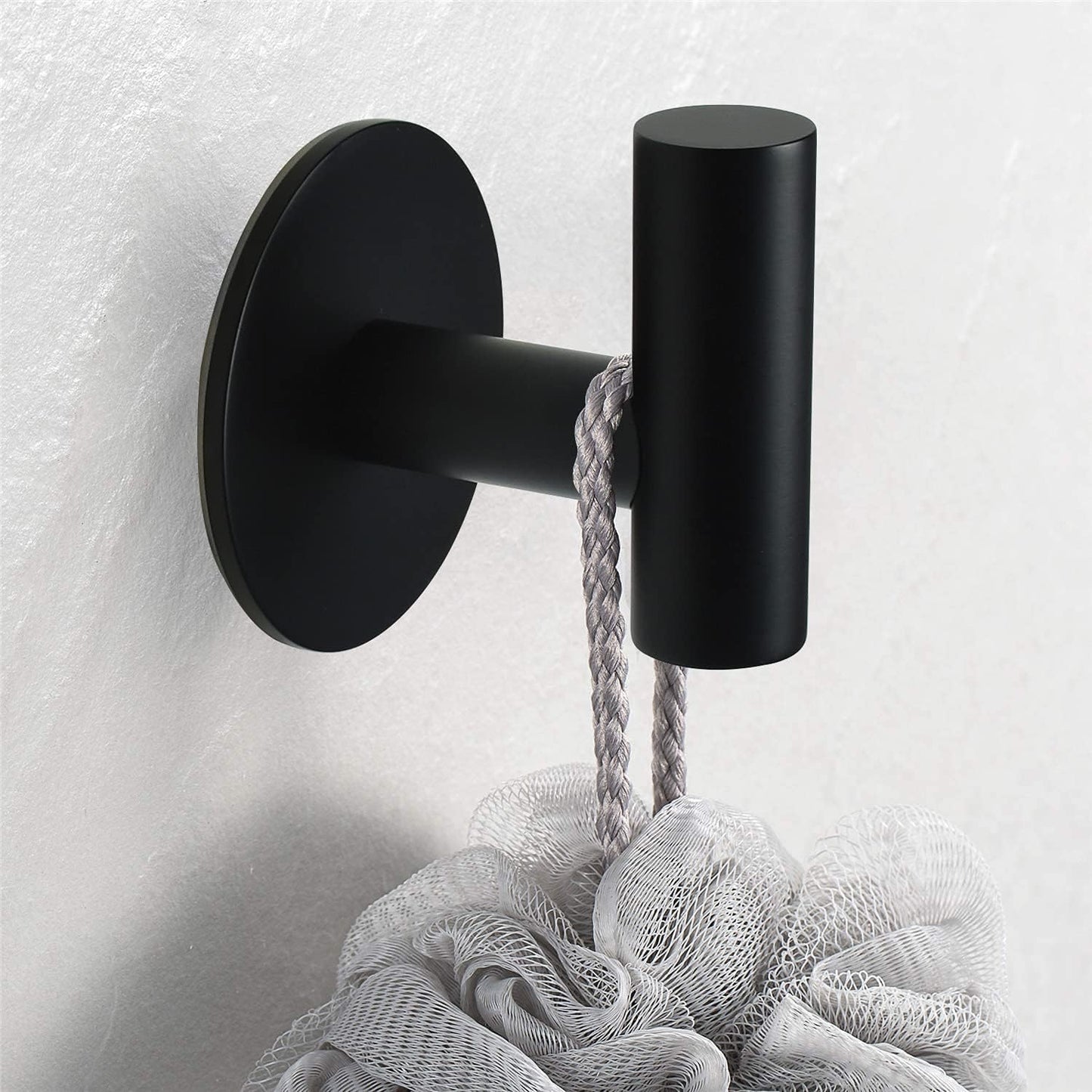 Vuzvuv Adhesive Hooks White SUS304 Stainless Steel - Self Adhesive Heavy Duty Waterproof Wall Hooks for Towel, Coat, Robe in Bathrooms Kitchen Hotel (2-Pack)