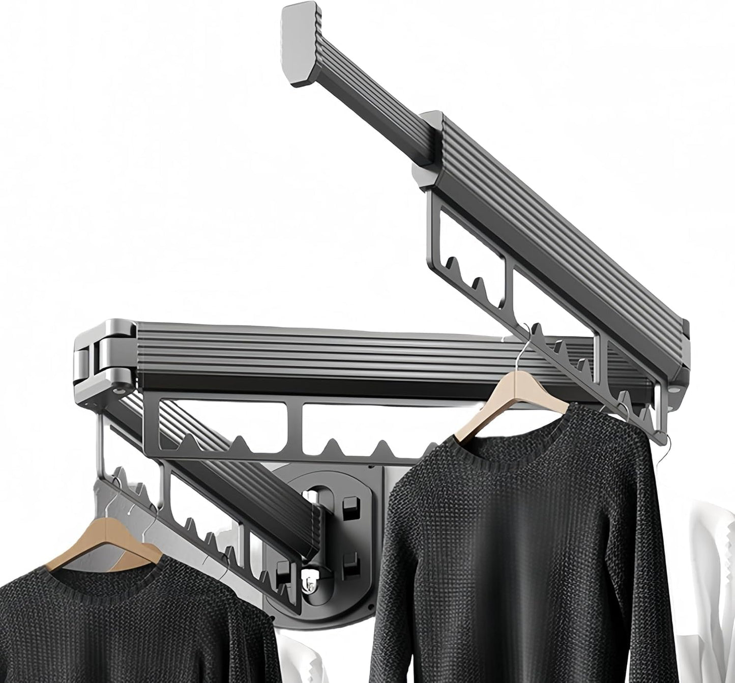 Mounted Wall Drying Rack, Laundry Hanger Dryer Rack, Laundry Hanger Rack, Wall Mounted Clothes Rack, Laundry Room Hanging Rack(Foldable/High-Bearing/Never Fall Off/Third Generation/White)