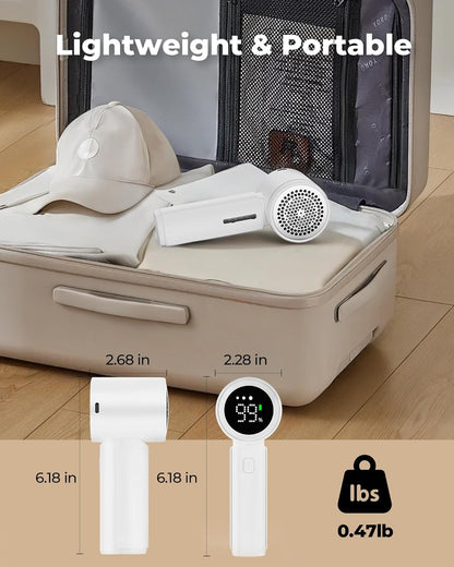 ASNUG Fabric Shaver, Electric Lint Remover, Sweater Shavers to Remove Pilling with 3 Speeds, 6 Leaf Blade, LED Display & Type-C Rechargeable, Removes Fuzz, Pills for Clothes, Couch, Furniture