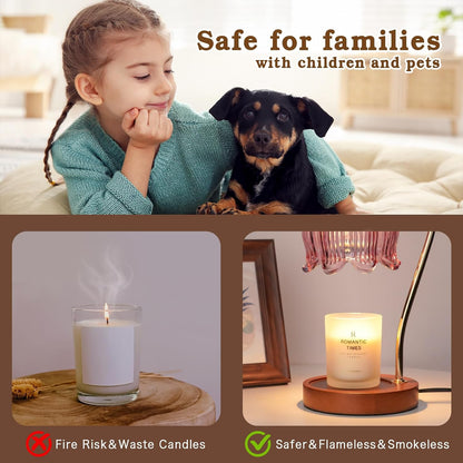Funistree Flower Candle Warmer Lamp with Timer, Dimmable Candle Lamp Warmer, Christmas Birthday Gifts for Women Mom Her, Housewarming Home Decor, Lotus Wax Warmer for Yankee Candles - Lily Amber