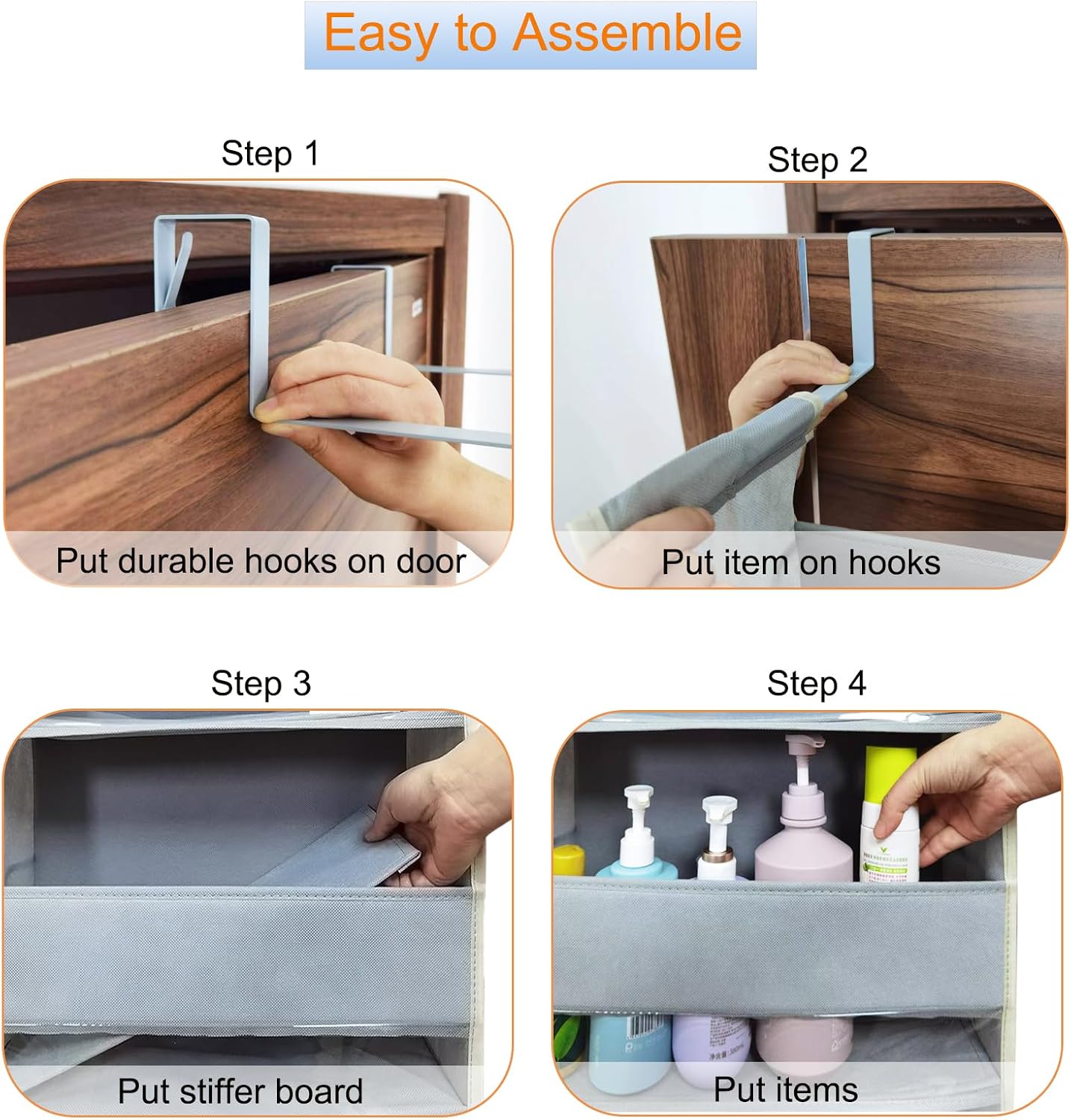 Over The Door Organizer 5-Shelves and 10 Side Pockets, Over The Door Storage for Bathroom Bedroom Nursery, Hanging Door Organizer for Baby Diapers and Kids Toys (13"x5"x44", Grey)