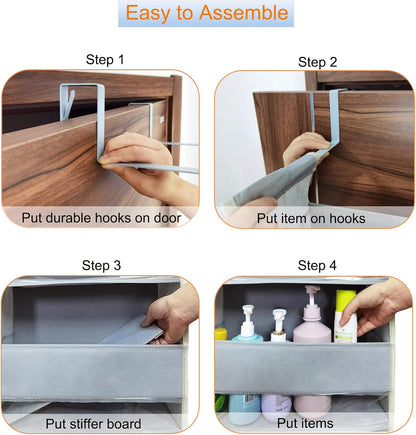 Over The Door Organizer 5-Shelves and 10 Side Pockets, Over The Door Storage for Bathroom Bedroom Nursery, Hanging Door Organizer for Baby Diapers and Kids Toys (13"x5"x44", Grey)