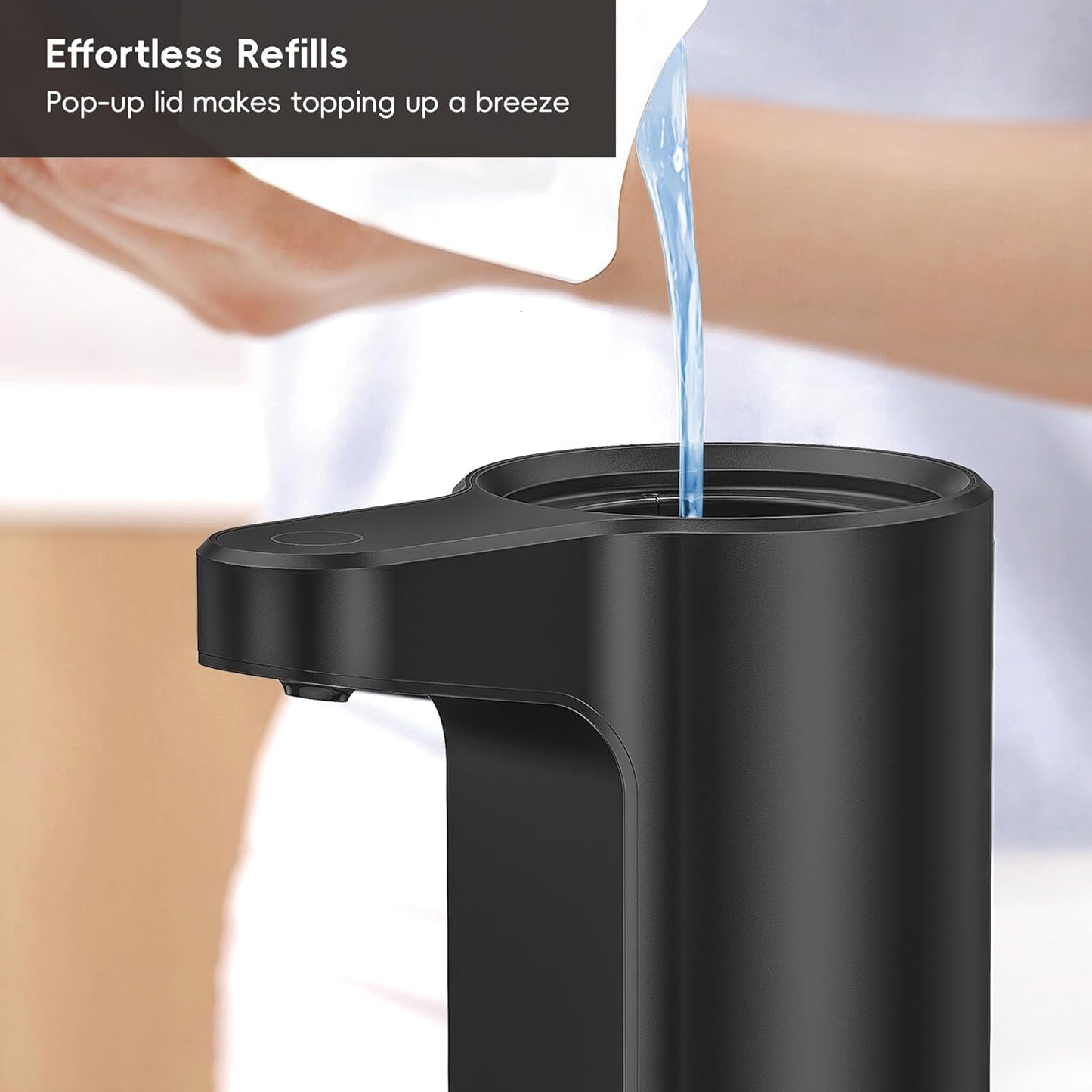 EKO Aroma 9 fl oz Automatic Liquid Soap Dispenser, Rechargeable & Water-Resistant Soap Dispenser for Kitchen and Bathroom with Adjustable Volume Control (Matte Black Steel)