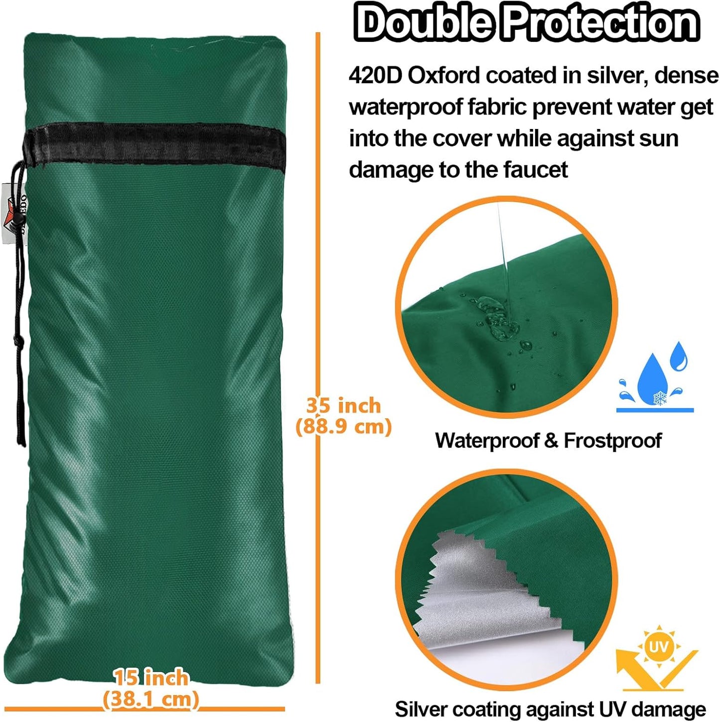 XXL Outdoor Faucet Covers for Winter, 3M Thinsulate Insulation Faucet Freeze Protector, 25”H x 13”W for Garden Lawn Faucets & Yard Hydrant, Waterproof Insulated Spigot Cover Faucet Sock – Black