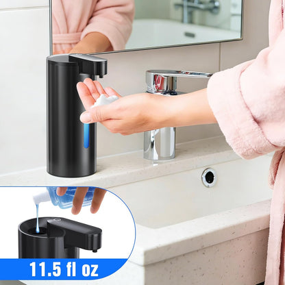 Fantictas Automatic Foaming Soap Dispenser Touchless, Stainless Steel 11.5 oz 3 Levels Adjustable Hand Soap Dispenser with Rechargeable Sensor Pump for Kitchen & Bathroom Liquid Soap