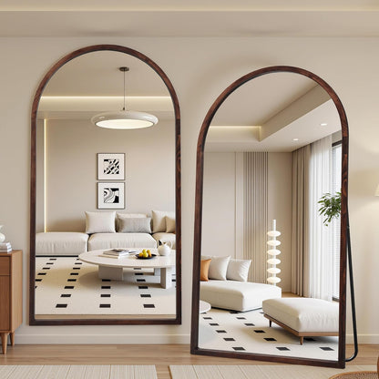 Suidia Full Length Mirror, Oversized Floor Mirror with Solid Wood Frame, Large Standing Mirror for Bedroom Living Room, Wood Art Style, Dark Walnut, 74" L x 32" W