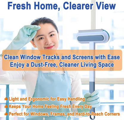 Window Screen Cleaning Brush, 6-in-1 Screen Cleaner Tool Kit with Spray Bottle, Crevice Brush and Microfiber Cloth for Window Tracks and Screens