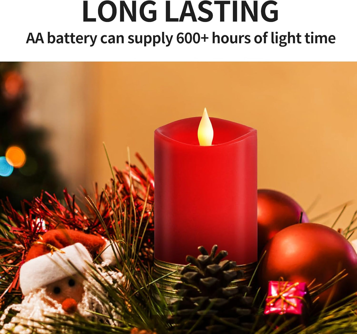 3x3 Flickering Flameless Candles Set of 2, 2AA Battery Life 600 Hours Battery Candles Flickering with Timer,3 inch Flameless Candles with Remote for Indoor/Outdoor, Ivory