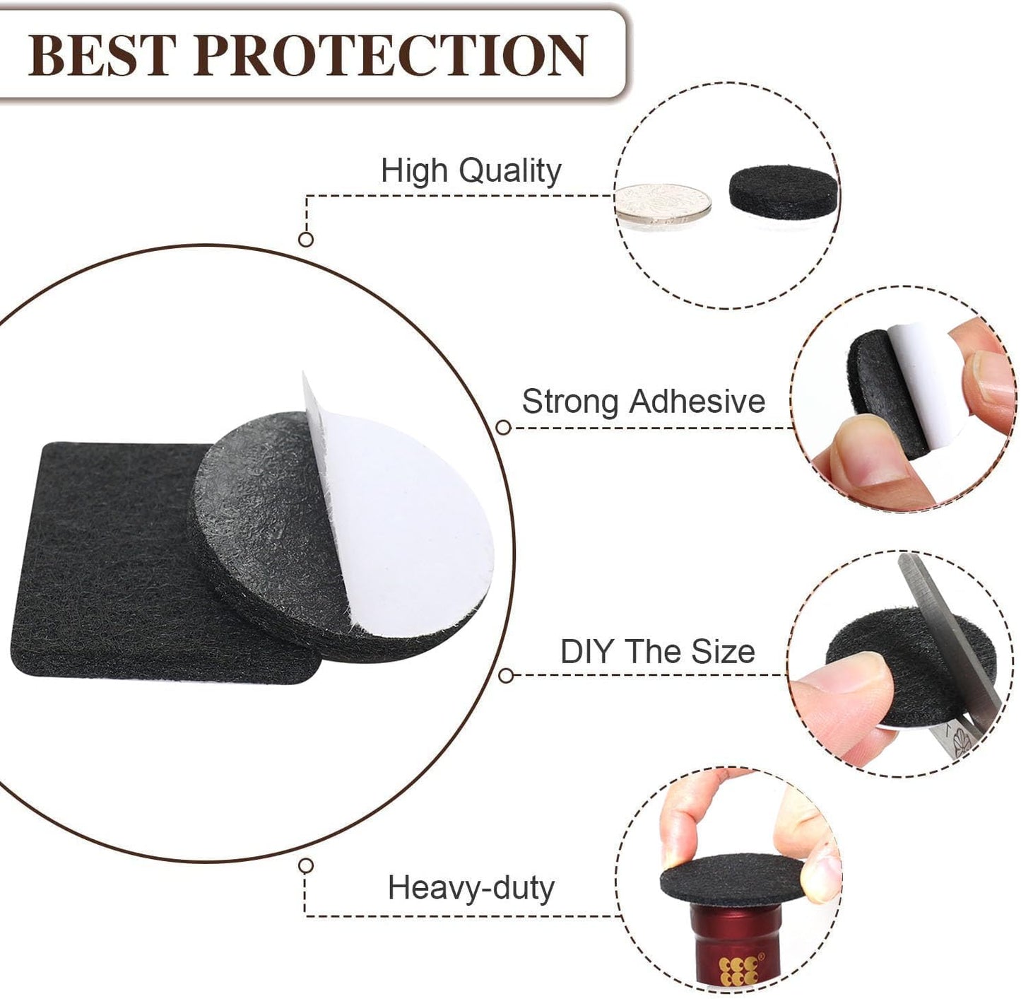Yelanon Felt Furniture Pads for Hardwood Floors -36 Pcs 2" Premium Floor Protectors for Furniture, Felt Pads for Chair Legs, Black