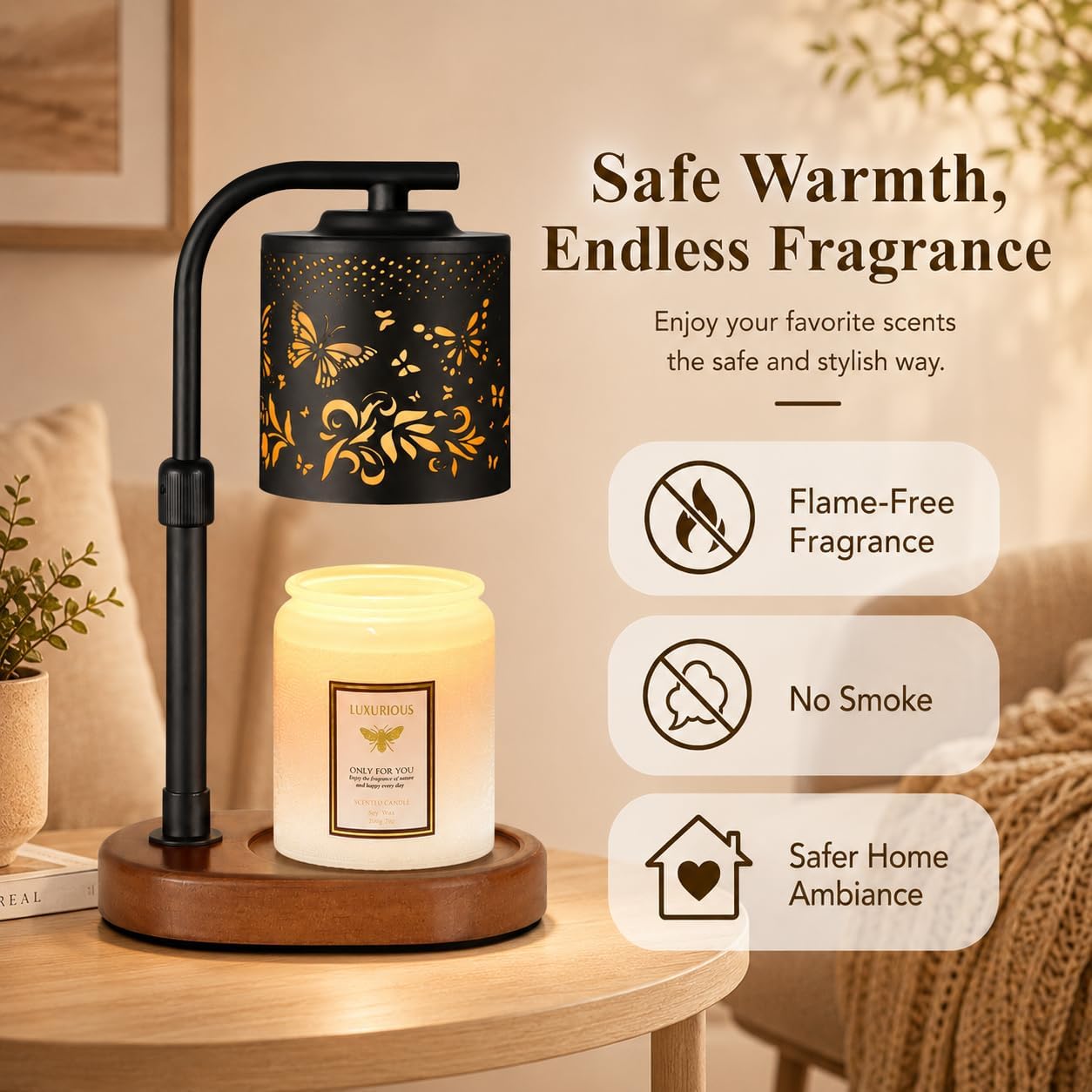 kobodon Candle Warmer Lamp with Timer, Electric Candle Lamp Warmer Birthday for Mom Women Home Bedroom Decor Wax Melt Warmer for Scented Wax with Jar Candles (Dragonfly)