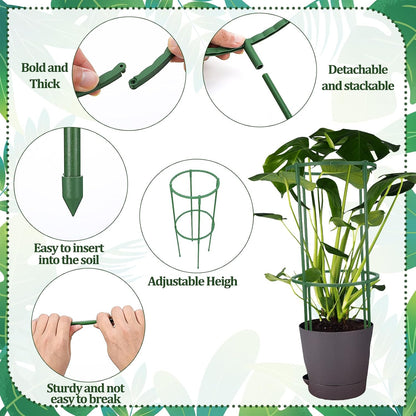 36 Pcs Plant Support Stakes, Half Round Plant Support for Indoor Plants Stackable Plant Holder Stick Plastic 9.8 Inch Plant Stakes for Tomato, Monstera, Peony, Hydrangea Climbing Plants