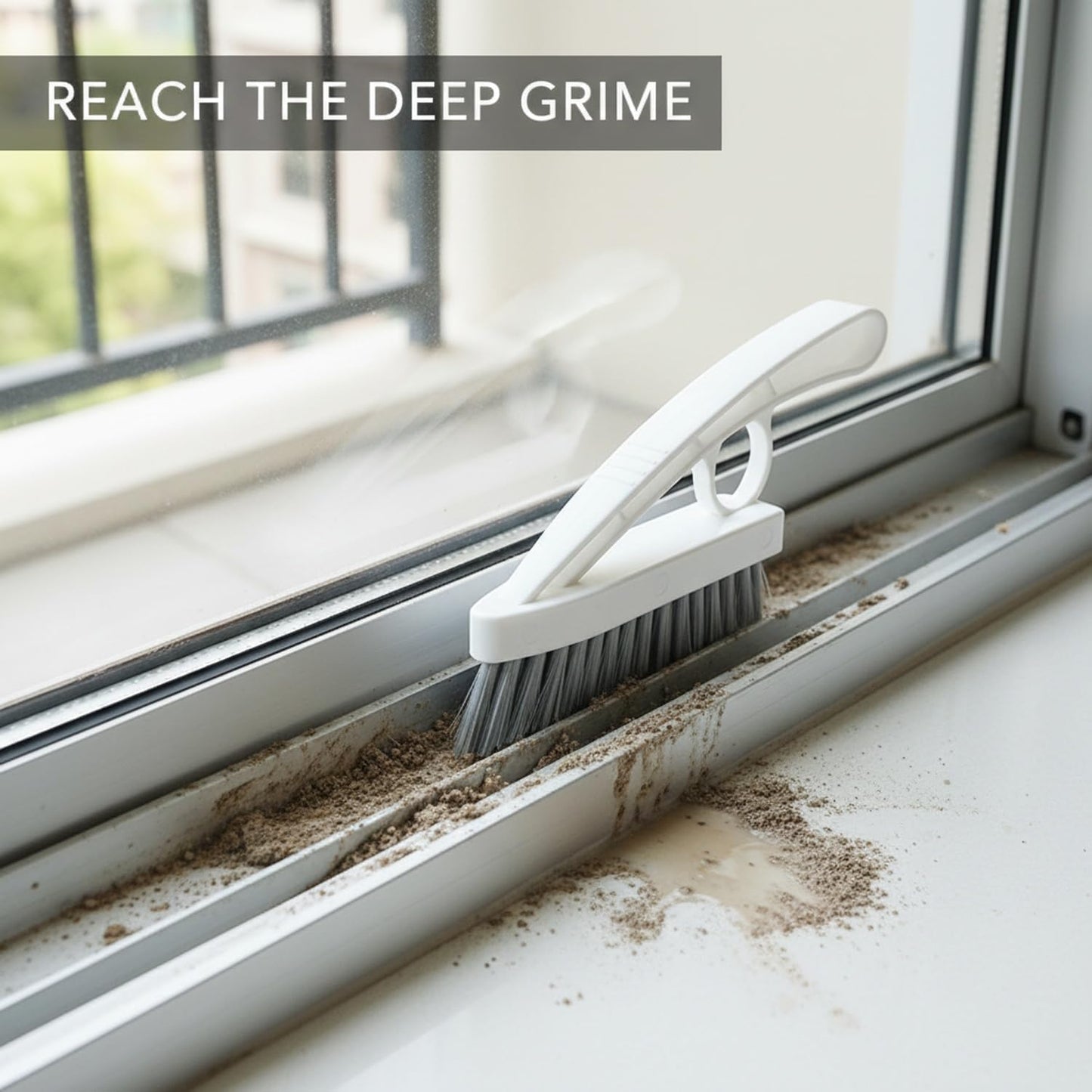 Window Track Cleaning Brush for Narrow Grooves, Rigid PP Scrubber for Sliding Door Rails & Tight Gaps (1 Pack)