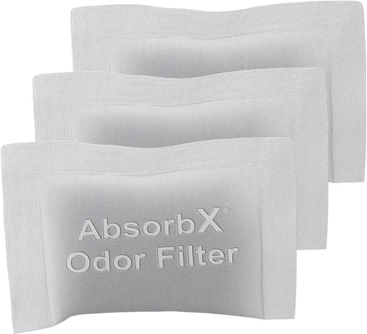 SensorCan 3-Pack Official AbsorbX Trash Can Deodorizer, All Natural Activated Charcoal Odor Absorber Stops Garbage Smells, Air Filter Freshener for 8 Gal and Larger Waste Bins with Compartment