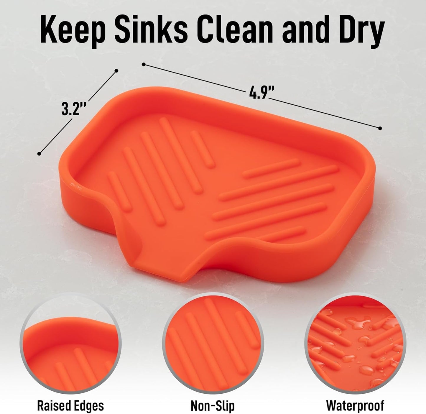 Zulay Kitchen (9x3.5in) Sponge Holder for Kitchen Sink - Flexible Heavy-Duty Multipurpose Sink Caddy - Counter Organizer for Kitchen, Bathroom, Makeup, Trinkets & More! (Grey)